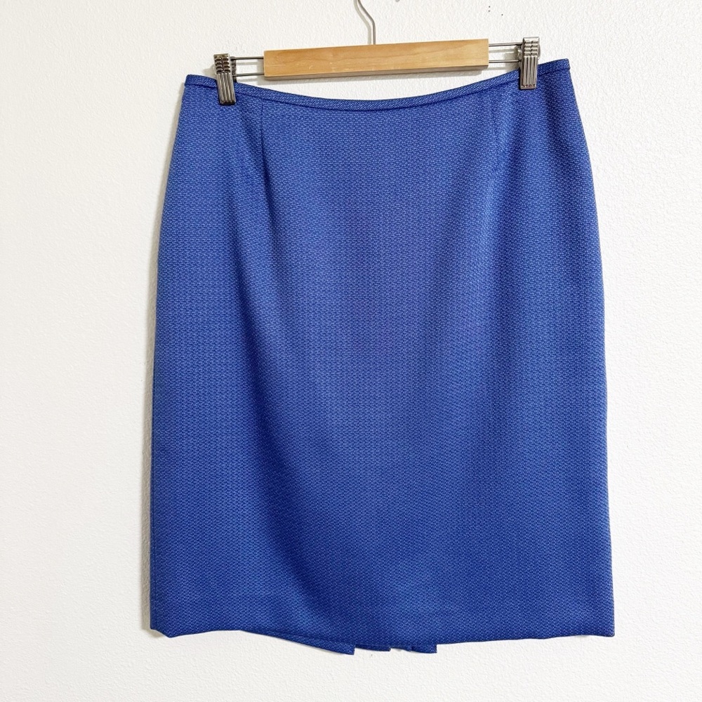 Tahari ASL Pleated Slit Woven Pencil Skirt